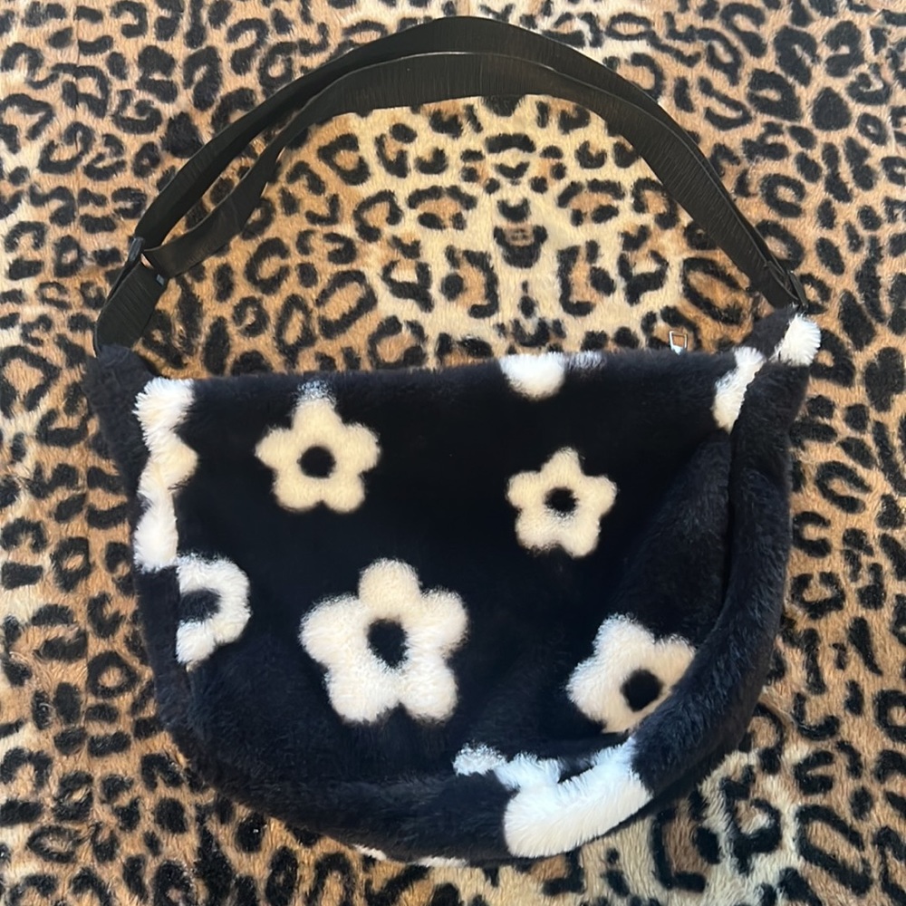 Black Furry Handbag Y2K